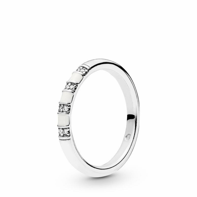 Pandora Exotic Stones & Stripes Stackable Ring Europe - Sterling Silver/Enamel/White/Cubic Zirconia